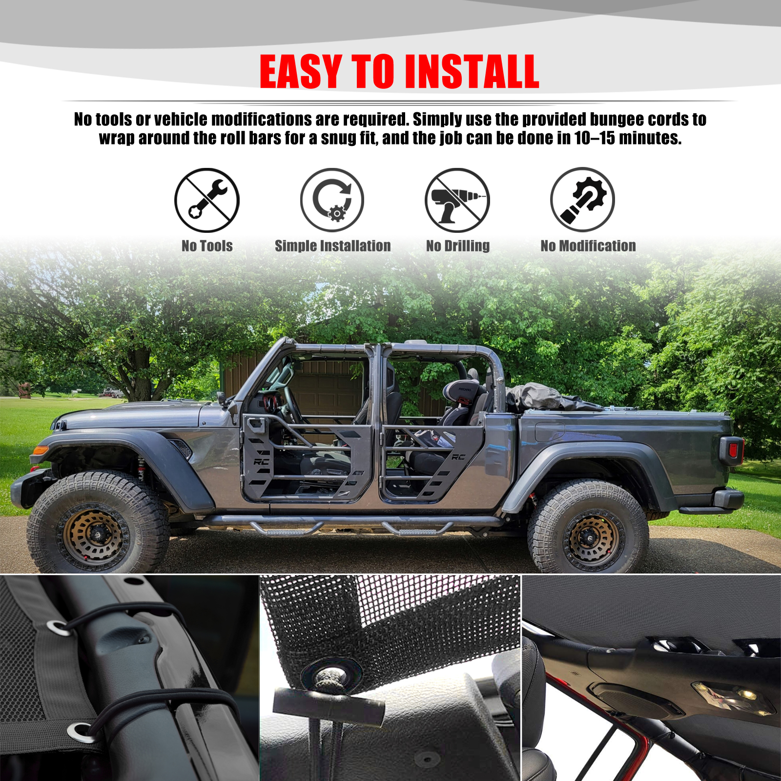 For Jeep Gladiator JT 4 Door A – Screen Top Mesh recenzja i cena