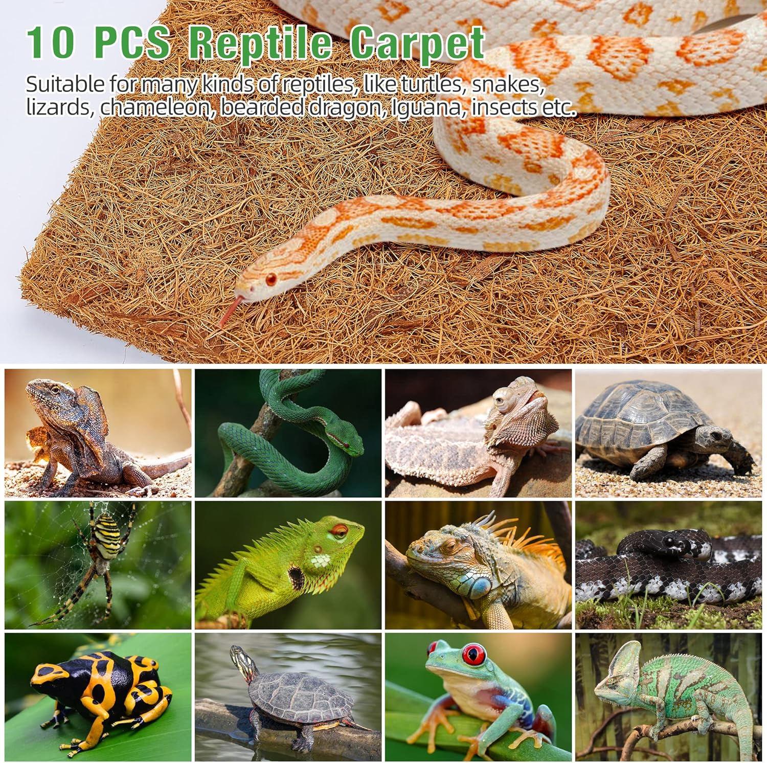 10 Pcs Reptile Carpet, 12x12 i – Substrate Coconut Fiber recenzja i cena