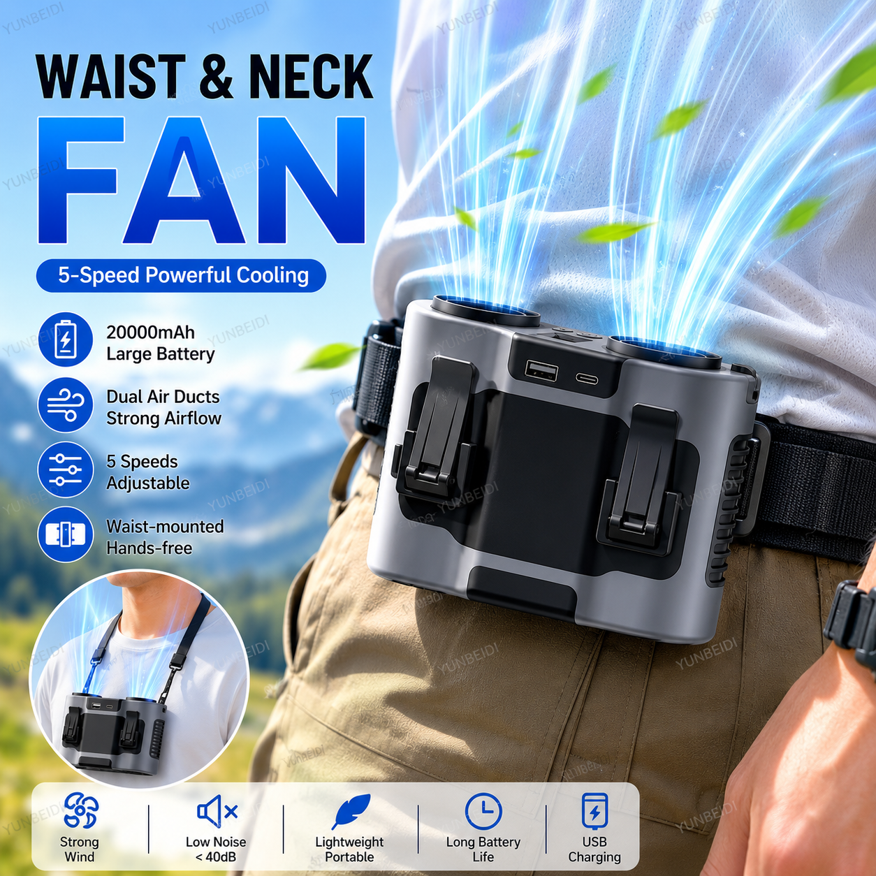 Portable Waist Clip Fan Mini U – Timer Dual Outlet recenzja i cena